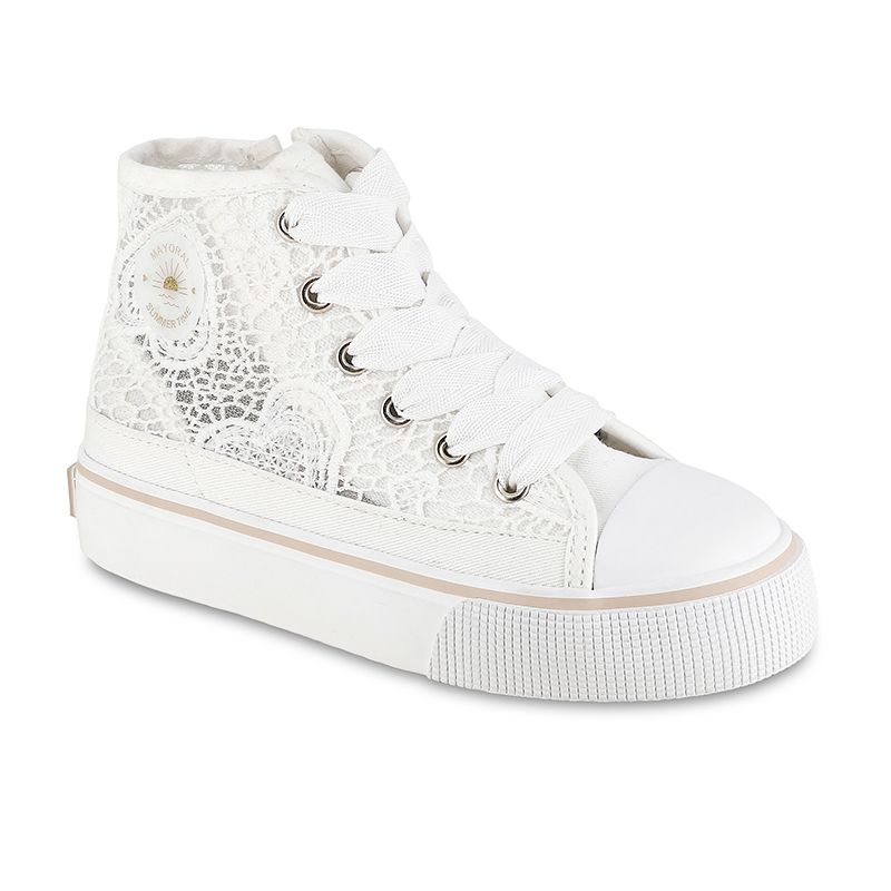 Girl openwork high top trainers